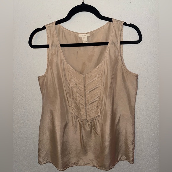 J Crew Beige Sleeveless Silk Blouse Size 4 - Picture 2 of 5